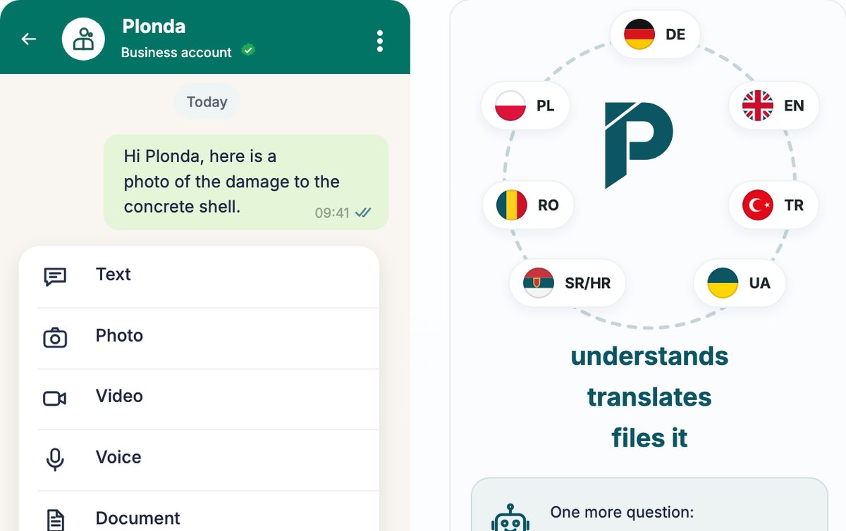Chat de WhatsApp con la cuenta de empresa de Plonda