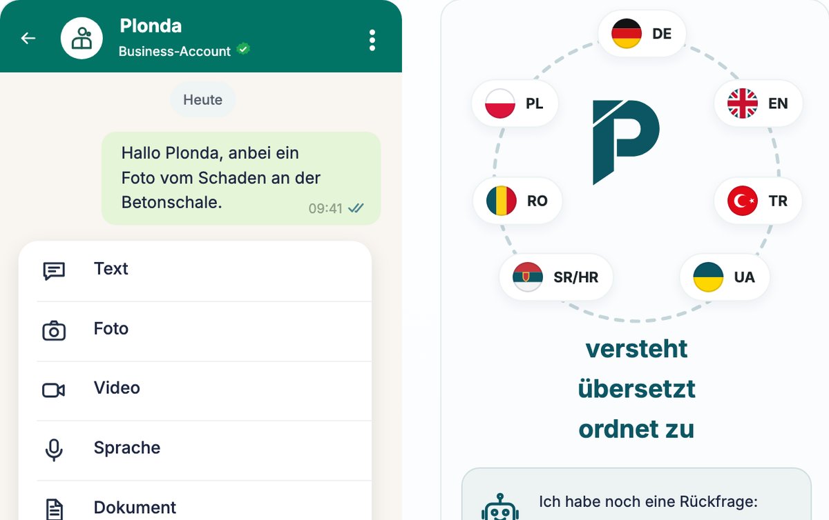 WhatsApp-Chat mit dem Plonda Business-Account